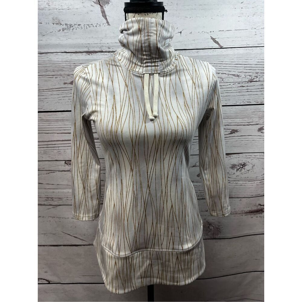 Athletic Works Womens Long Sleeve Funnel Neck Top Abstract Print Size Medium